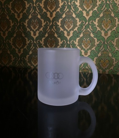 AUDI bil kaffekopp/ krus/ mugge i frostet matt glass