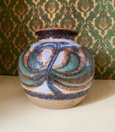 Cactus rund og robust vase/bolle i glasert steingods/keramikk 3115 2 -  Noomi Backhausen Søholm Bornholm Denmark 1970
