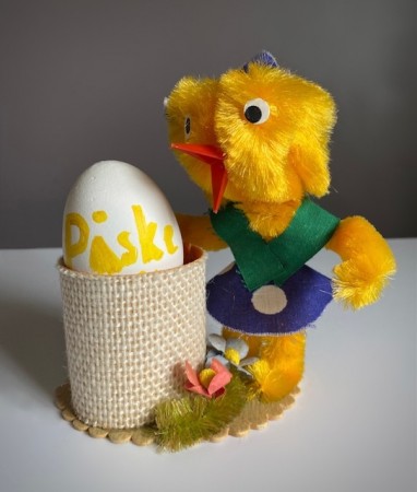 Påskedekor kitsch eggeholder piperenskylling - 1950/ 60 tallet