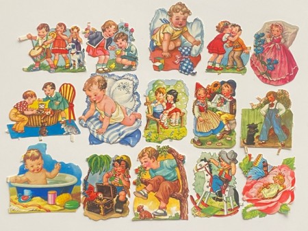 Lott 15 stk glansbiler barne/ babymotiv 1950/ 60 tallet