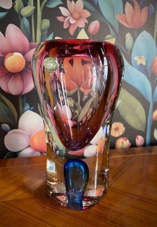 Vase i kunstglass Borocrystal Josef Hospodka Bohemia Glass Czechoslovakia Tsjekkoslovakia 1960-tallet