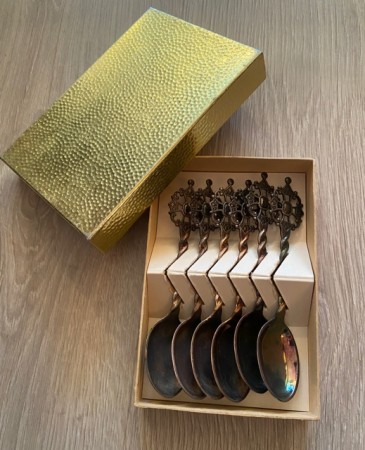 NORWAY teskje dessertskje sølvplett 40 gr med original eske 1950/60-tallet