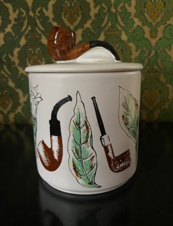 Tobakksboks tobakkskrukke humidor tobakksdåse matt glasert steingods/keramikk Søholm Denmark 1950/60-tallet