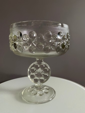 Stor skål med stett i pressglass -  Ząbkowice glassverk Polen 1960-tallet