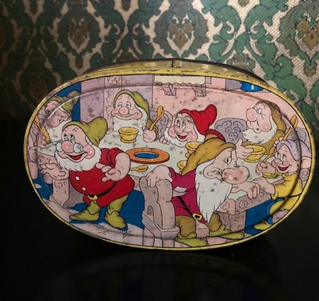 Dopey Disney Snehvit og de syv dvergene matboks blikkboks Gunnar Nilsen Fredrikstad Stabburet hermetikkfabrikk