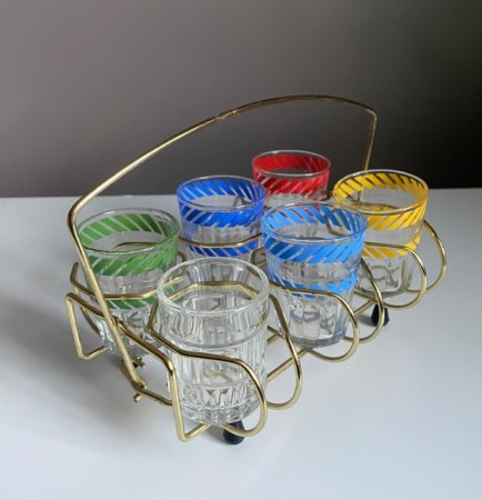 Shots/ likør/ aperitiff glass i string stativ - 1960 tallet