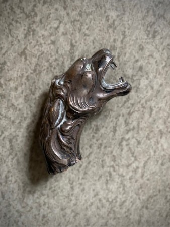 Løve/ tiger spaserstokk ornament dekor håndtak i stemplet sølv 830S 