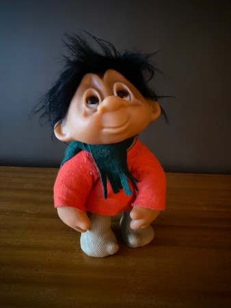 Stort lykketroll nissebarn trollunge DAM Danmark 1977