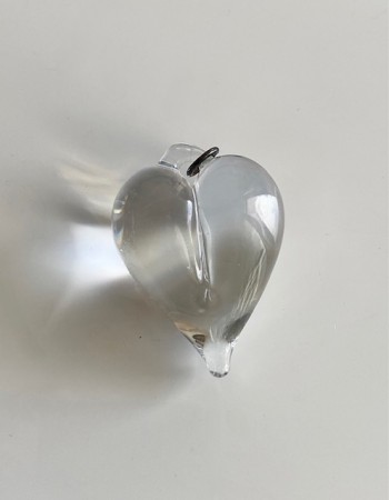 Håndblåst hjerte i klart kunstglass Hadeland Norway Norge 1990/ 2000-tallet