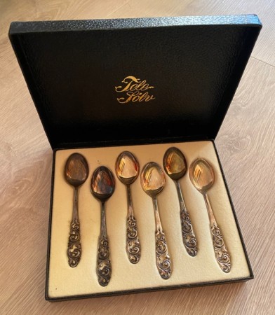 TELESØLV Mylius Norway teskje sølvskje 830S med original eske