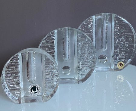 3 sirkulær vaser i kunstglass -  Walther glas Tyskland, 1970 tallet