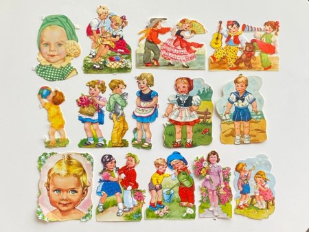 Lott 15 stk glansbilder barnemotiv 1950/ 60-tallet