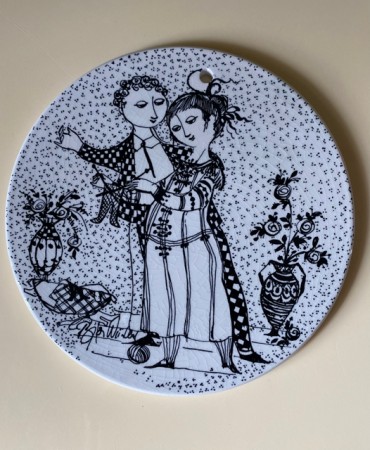 Months of Love November Optimisme kunstplatte i porselen 3013-11 Bjørn Wiinblad Nymolle Danmark 