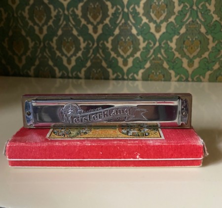 Meisterklang Harmonika antikk munnspill i original eske - Gebr.Ludwig Harmonica Factory Germany Tyskland 