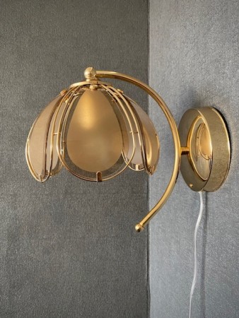 Lotus/tulipan/Hollywood vegglampe messing glass SEGO Armatur