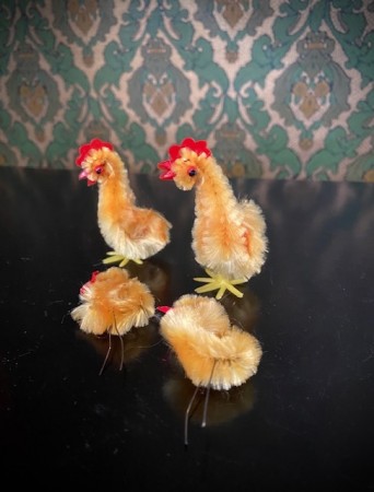 Påskedekor ubrukt kitsch piperens høne/hane/kylling 1970-tallet