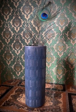 Oliivi Koksgrå oval sylinderformet vase steingods silkematt glasur Olga Osol Arabia Finland 1960-tallet