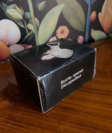 Bottle opener flaskeåpner spurv fugl nysølv original eske