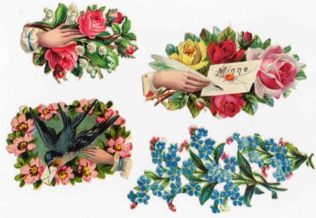 Antikke glansbilder - blomstermotiv