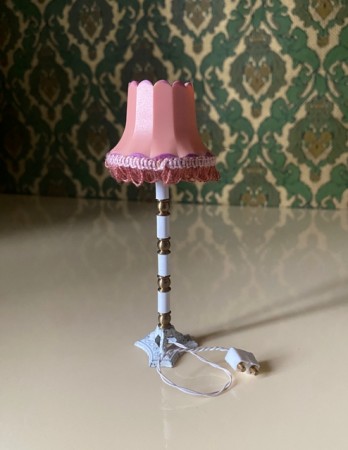 Lundby dukkehus møbler tilbehør 1:18 - Rosa/hvit stålampe (6155) 1980 tallet