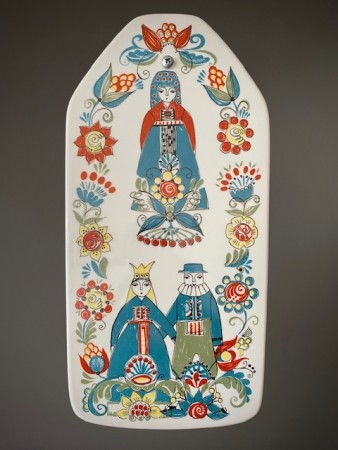 SAGA stor veggplatte/veggplett i porselen 1635 Turi-design Turi Gramstad Oliver FF Figgjo Flint Norway 1960/70-tallet