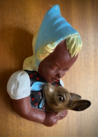 Veggmaske veggdekor Wandmaske jente barne bambi keramikkfigur 3466 Cortendorf Tyskland Western Germany 1950/60-tallet