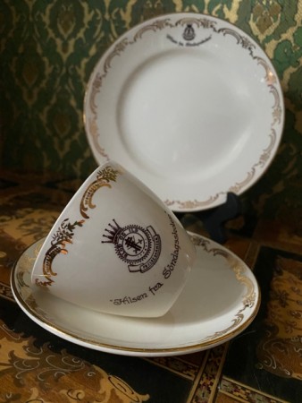 Hilsen fra søndagsskolen bedehus kaffekuvert porselensservice Frelsesarmeen Stavangerflint Norway Norge 1950/60-tallet